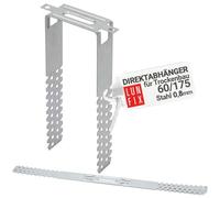 gancio diretto da 60/175 mm, 1 pezzo, spessore del materiale 0,8 mm | per profili CD 60/27, da soffitto, gancio a U, montaggio preciso del profilo del soffitto, per cartongesso