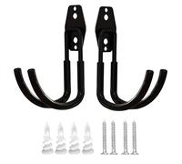 Gancio doppio per garage, 2 pezzi ganci da muro garage con rivestimento antiscivolo, ganci da parete garage, portabici da muro garage applica a box auto,giardino,stanza degli attrezzi (Nero)