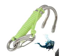 Gancio doppio Reef - Gancio da immersione in acciaio inox con corda, equipaggiamento di sicurezza, design ad anello, pietra affidabile o una barriera corallina e mantieni la tua posizione sicura con