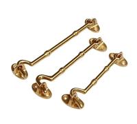 Gancio for finestra in ottone massiccio da 3 pezzi Per Cancelli | Tappo di sicurezza for finestra con chiusura antivento, supporto silenzioso Hasp vintage(Brass,L22.5cm)