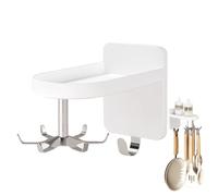 Gancio girevole da cucina - Materiale ABS e acciaio inossidabile, gancio per utensili senza foratura, gancio multifunzionale con 6 ganci | Supporto salvaspazio per pareti, armadi e utensili da