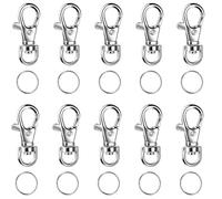 Gancio Girevole Portachiavi,10PCS Moschettone Portachiavi con Chiusura a Chiave Rotante Lega,Portachiavi Staccabile Girevole, Anello Moschettoni Ganci di Girevole, per Key Rings, Artigianato Fai da Te