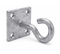 Gancio in acciaio sul punto di ancoraggio della piastra, resistente staffa ad anello per catena, cancello, recinzione, parete, soffitto, altalena, corda e sospensione, fori di fissaggio M6 resistenti