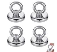 Gancio Magnetico, Confezione da 4 Magneti al Neodimio, Magnete da 32 mm con Gancio, Gancio Magnetico con Occhiello, Magnete con Occhiello al Neodimio, per Frigoriferi, Cucine, Garage