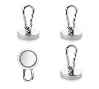 Gancio Magnetico Extra Forte, 4 Pezzo Calamite Piccole, 32mm Magnete Neodimio Ganci Magnetici, Magneti al Neodimio con Ganci, Ganci Magnetici Ruotabili a 360°, per la Cucina del Frigorifero