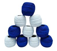 Gancio Mercer cotone 10 pcs ricamo collegamento fili a maglia Matassa frivolezza bianco e blu