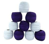 Gancio Mercer cotone 10 pcs ricamo collegamento fili a maglia Matassa frivolezza Bianco e viola