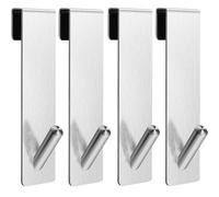 Gancio migliorato da parete per doccia, gancio accappatoio doccia, appendi accappatoio bagno, appendi asciugamani bagno, gancio doccia in acciaio inox, senza foratura, , per parete in vetro, 4 pezzi