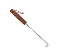 Gancio multiuso in acciaio inox per la lavorazione della carne con manico in legno, ideale per curare pancette e barbecue all'aperto