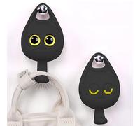 Gancio Nero Carino Wink Cat Hooks Un gancio che fa un occhio Cartoon Winking Cat Hook Non c'è bisogno di colpire No Mark Cat Hook Gancio Porta (nero, One Size)