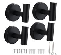 Gancio per accappatoio ，gancio per cappotto in metallo montato a parete Ganci per asciugamani da bagno (4 nero)