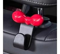 Gancio per appendere l'interno dell'auto con design a fiocco per poggiatesta per riporre borse, borse e accessori da viaggio (nero-rosso)