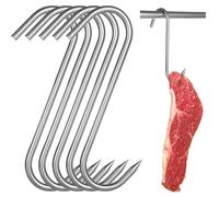 Gancio per carne in acciaio inox, robusto, 25,4 cm, ganci per carne a forma di S, destinato a sospendere tagli vasti per grigliare, grigliare, macellare, destinato a carne di cervo, suino, manzo, 5