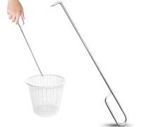 Gancio per cestello skimmer, manico per filtro piscina, manico lungo, per terrazza, patio, cortile, giardino, spiaggia, stagno, fontana