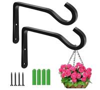 Gancio per Cesto di Fiori,2 Pezzi Staffa per Piante Sospese,Appendiabiti Gancio Piante Curvo Ganci Decorazioni Staffa per Piante Giardino,per Mangiatoie Uccelli, Lanterne,Campane a Vento 6 Pollici