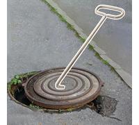 Gancio per chiusino,Gancio Tombino, Estrattore for coperchi di fosse settiche in acciaio for fognature da officina, versatile strumento for chiavi for tombini con testa smussata(30cm (11 3/4"))