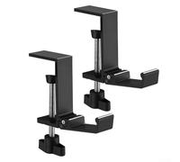 Gancio per cuffie con struttura pieghevole in lega di alluminio, morsetto regolabile per vari spessori di scrivania, supporto sicuro per spazio di lavoro organizzato (nero)