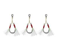 Gancio per esca per pesca in mare 3 pezzi Troll in acqua salata Esca artificiale Ami con ardiglione affilato Attrezzatura per sgombro Pesca al tonno Acciaio inossidabile nichelato (7/0#)