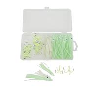 Gancio per esche polpo luminoso, esche da pesca con gonne di calamari e ganci da pesca quadrupli luminescenti, testa piombata in acciaio inox per la pesca in acqua salata, dolce e (18#)