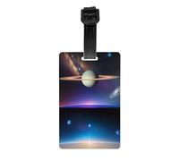 Gancio per etichette per bagagli stampato Cosmic Saturn, facile da identificare, facile da appendere, adatto per valigie, zaini e borse