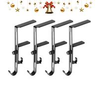 Gancio per ghirlanda, gancio per giarrettiera, supporto per ghirlanda, supporto in metallo regolabile, calze natalizie 2 in 1 e ganci con batuffoli di cotone, design senza fori per la decorazione