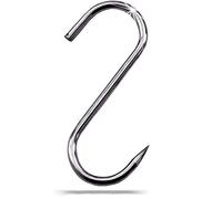 Gancio per macellaio XXL in acciaio inox, 140 mm, 1 pezzo, robusto e durevole, gancio in acciaio inox, gancio a S per tutti gli scopi, gancio per affumicatura di alta qualità (lunghezza 140 mm, 1