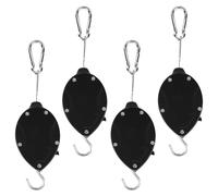 Gancio per Piante, Pulegge Retrattili per Cesti Appesi Pianta Nero Retrattile Ganci per Puleggia per Piante, Carrucole per Piante Ganci Regolabili (Nero*4)