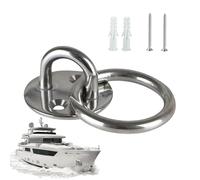 Gancio per piastra con occhiello, in acciaio, color argento, con vite, gancio da soffitto con occhielli a cuscinetto | Hardware resistente con aperture da 5 mm e 7 mm per progetti di sospensione