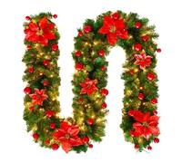 Gancio per porta, con materiale in PVC regolabile e flessibile, corona di pino artificiale, ghirlanda verde inverno, decorazione festiva regolabile, per ringhiere da parete in interni ed esterni, casa