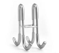 Gancio per porta della doccia, in acciaio inox, installazione senza fori, dimensioni compatte con protezione in PVC contro lo scivolamento e la generazione di rumore (argento)