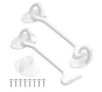 Gancio per porta e chiusura a occhiello, bianco, 150 mm, 2 pezzi, ganci per cabina e chiavistello per cancello da 15,2 cm, in acciaio inox resistente, per finestre, giardini, capannoni e patio