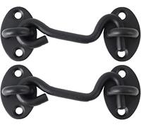 Gancio per porta e chiusura a occhiello, Ganci for la privacy con chiusura a occhiello in acciaio inossidabile, serratura a viti for persiane del cancello, capannone fienile nero, 2 pezzi(3 Inch)