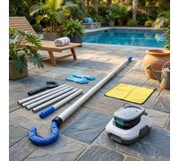 Gancio per robot da piscina per una facile rimozione, strumento di recupero in acciaio inox per robot pulitori e pali, accessorio per gancio a bordo piscina, 182,8 cm, blu