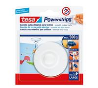 Gancio per Soffitto tesa Powerstrips - per Intonaco e Superfici Delicate - 1 Gancio + 2 Strisce - 0,5 kg