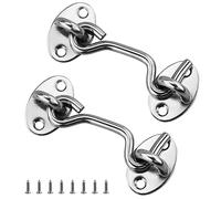 Gancio per tempesta in acciaio inossidabile, 2 pezzi Gancio per tempesta con occhiello, gancio per cabina in acciaio inossidabile, serrature per porte, ganci per serrature con 8 viti di montaggio (3