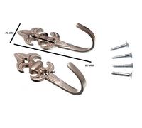 Gancio Per Tenda Con Fermacorda 80Mm Fleur De Lys Cromo Opaco + Viti - 50 Paia
