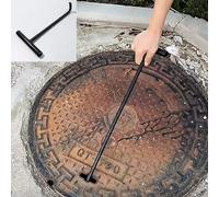 Gancio per tombino, Gancio per tombino in Acciaio Nero Resistente, Strumento Portatile per Sollevare e spostare Facilmente Il Coperchio della fogna, 64 x 15 cm (25 1/4" x 5 7/8") per Uso Dom