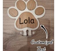Gancio personalizzato per guinzaglio con testo personalizzato, gancio da parete in legno con nome personalizzato per guinzaglio per cani, gancio decorativo con parola personalizzabile, stile gatto, ca