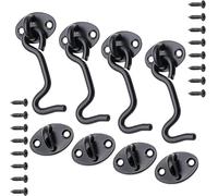 Gancio Porta, 4 Pezzi 75mm Gancio Chiusura Finestra Chiavistello per Legno Acciaio Inossidabile, Nero Gancio Ferma Persiane con Viti Adatto per Finestre Giardini Porte da Garage