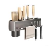 Gancio portaposate in acciaio al carbonio grigio 30 cm | Robusto acciaio al carbonio, design verticale salvaspazio, montaggio a vite o adesivo, grigio