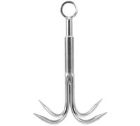 Gancio Rampino a 4 Artigli in Acciaio Inox per Pesca | Design a Tigre, Occhiello per Corda, Recupero di Attrezzi e Oggetti Caduti, Uso in Mare Salato