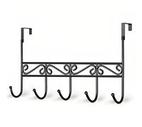 Gancio sopra la porta, gancio sopra la porta per cappotto, asciugamani, borsa, accappatoio - 5 ganci (nero)