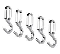 Gancio sospeso Gedotec in metallo cromato per asta per armadio ovale | 5 pezzi - ganci appendiabiti | acciaio cromato lucido lucido | Gancio a S per asta appendiabiti 30 x 15 mm