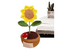 Gancio Sunflower - Handmade Crochet | Knitted Flowers | Gancio Sunflower for Home Decor Knitted Emotional Supporto Plant Tabletop Decoration Tabletop Knitting Simulation Sunflower Decor
