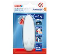 Gancio TESA, autoadesivo, grande, ovale, bianco, riutilizzabile, fino a 3 kg