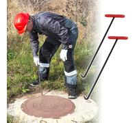 Gancio Tombino Sollevatore con Gancio per Chiusino in Acciaio 2 Pezzi, Strumento di Sollevamento per Griglia di Scarico con Manicotto in Gomma Antiscivolo, Estrattore per Gancio per Chiusino(2 Pcs-66
