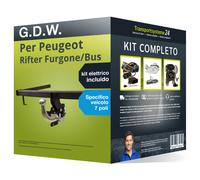 Gancio traino estr. per Peugeot Rifter Fur./Bus 18- e un e-kit spec. 7 poli Auto