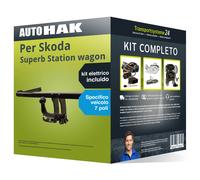 Gancio traino estr. per Skoda Superb Station wagon 09- e un e-kit sp. 7 poli kit