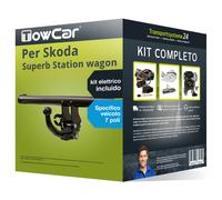 Gancio traino estr. per Skoda Superb Station wagon 09- e un e-kit sp. 7 poli set