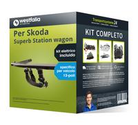 Gancio traino estr. per Skoda Superb Station wagon 15- & e-kit spec. 13 poli set